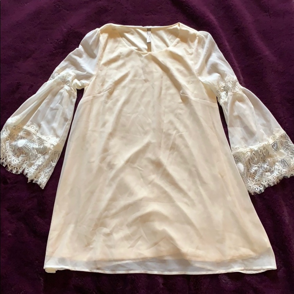 Ivory Dress With Lace and Bell Sleeves